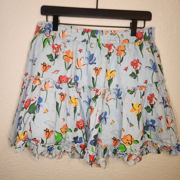 HILL HOUSE Home Of The Paz Skirt Light Blue Space Floral Size Floral Print 2xl - Picture 14 of 16